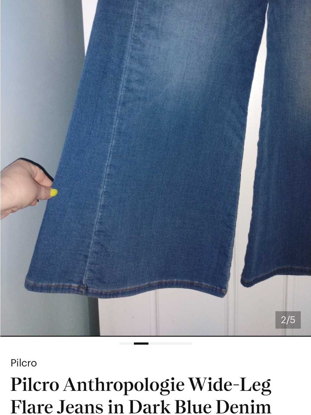 Pilcro Anthropologie High Rise Wide Leg Flare Jeans Dark Wash Size 30 - Picture 3 of 8